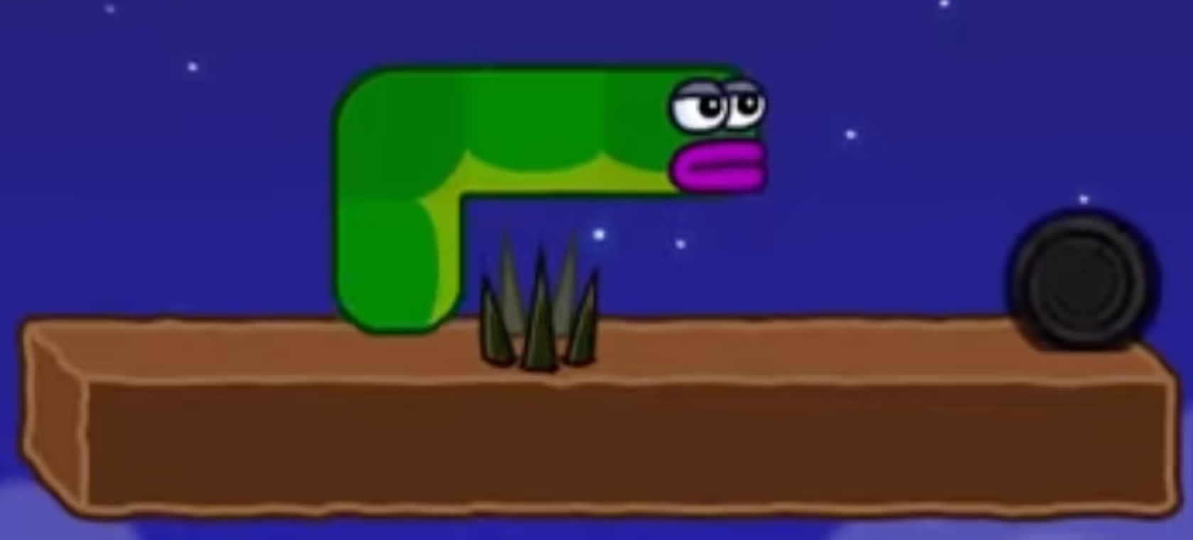 Apple Worm Level 21 Step 3: Let the worm fall and land safely