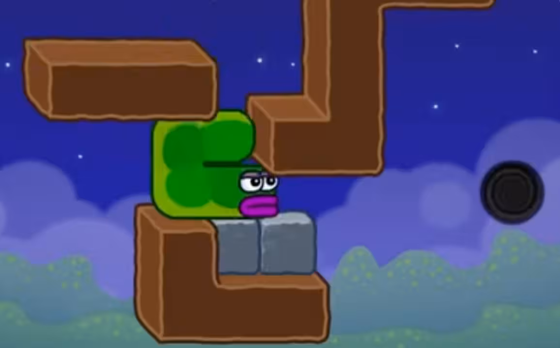 Apple Worm Level 17 Step 8: Push right one step to drop the stone, then move right to finish