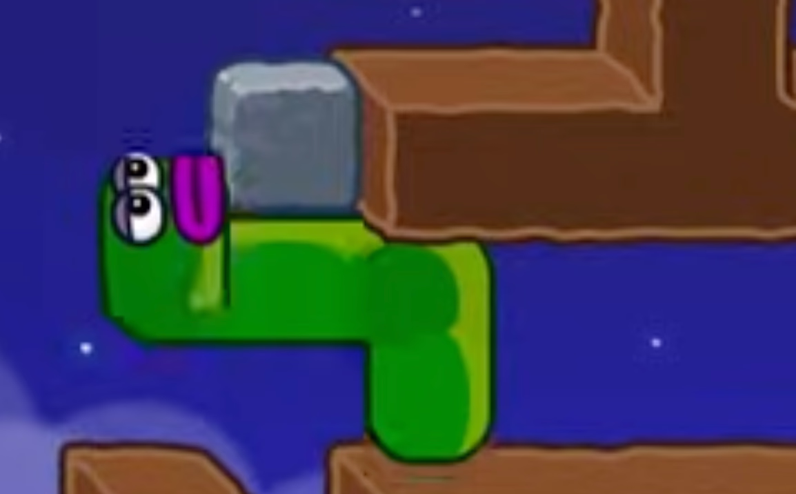 Apple Worm Level 20 Step 5: Move right one step, then move up one step to lock the position
