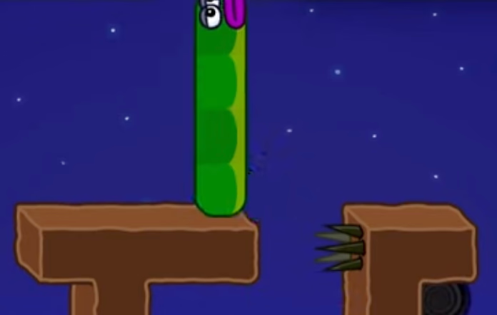 Apple Worm Level 22 Step 6: Move right to the edge, climb to the top, then move right to clear the level